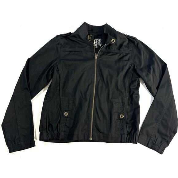 Volcom Frochickie 2 Women’s Black Utility Moto Jacket Size XL Full Zip Epaulet - Picture 1 of 10